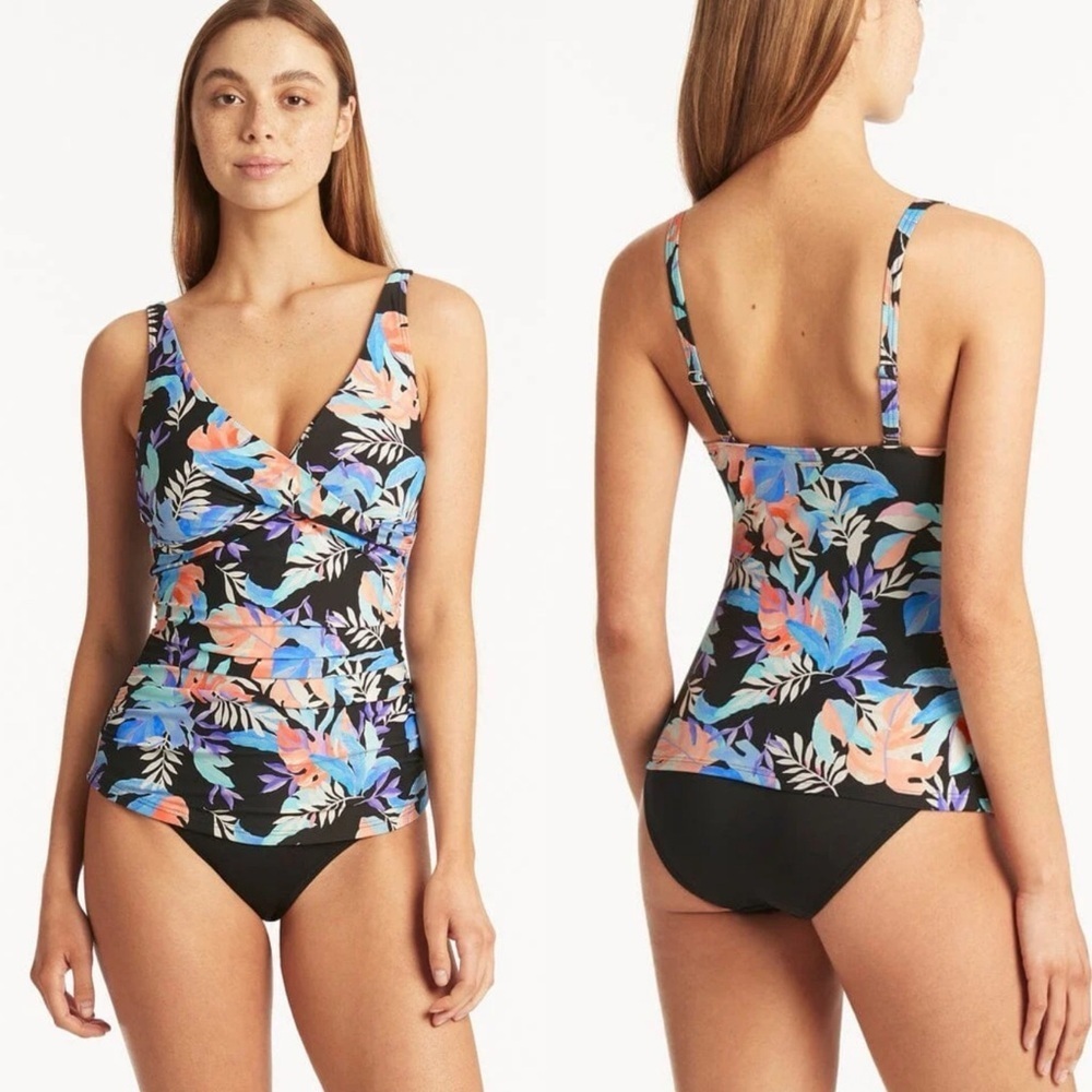 NWT Sea Level Botanica Cross Front Top & Retro High Waist Bottom 4-6